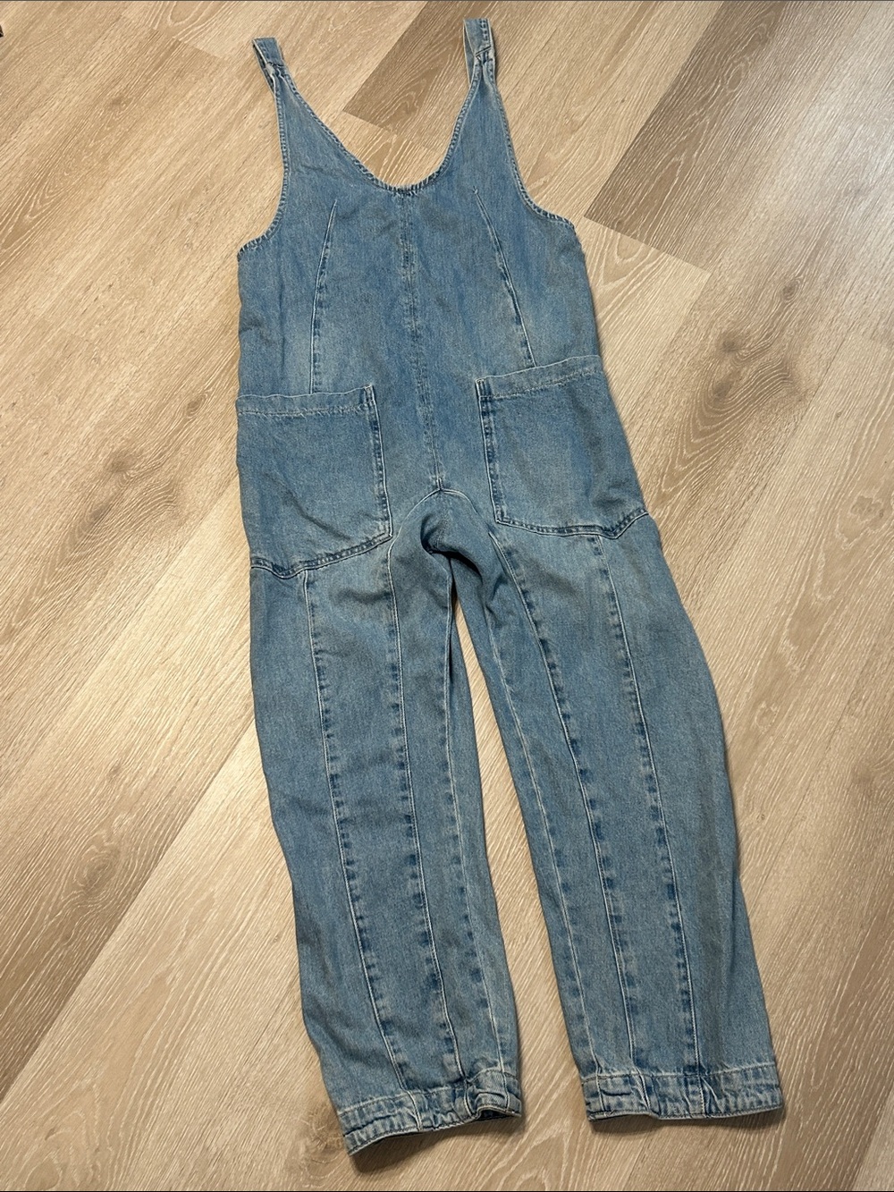 Free People We The Free High Roller Slouchy Oversized Denim Jumpsuit Sz XS